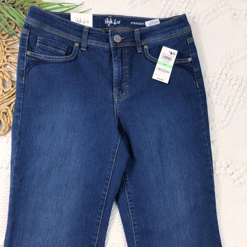 Style & Co. Women's Blue Straight Leg Fit Jeans